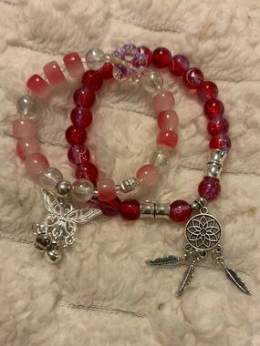 Boho Stretch Beaded Bracelet Set with Dreamcatcher & Butterfly Charms | Set of 2